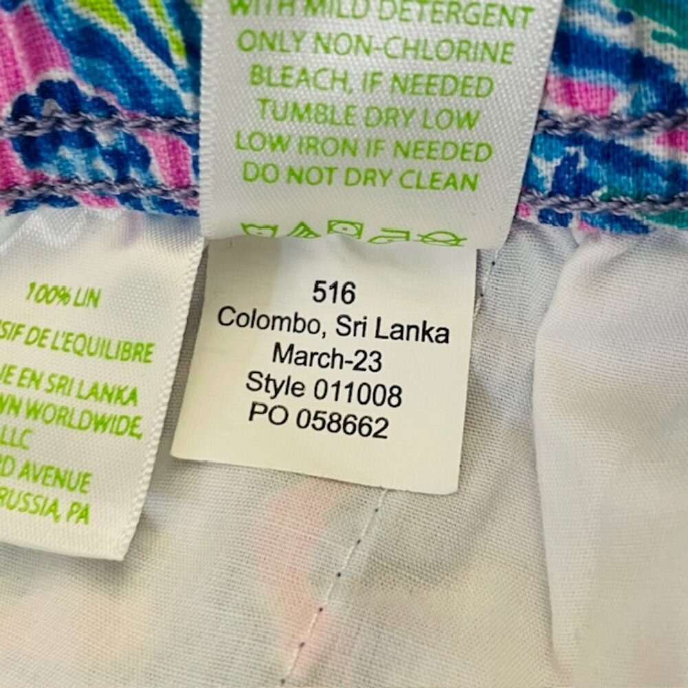 Lilly Pulitzer Linen Resortwear Pants Taron Lilac Rose We Mermaid It Small - Picture 10 of 11